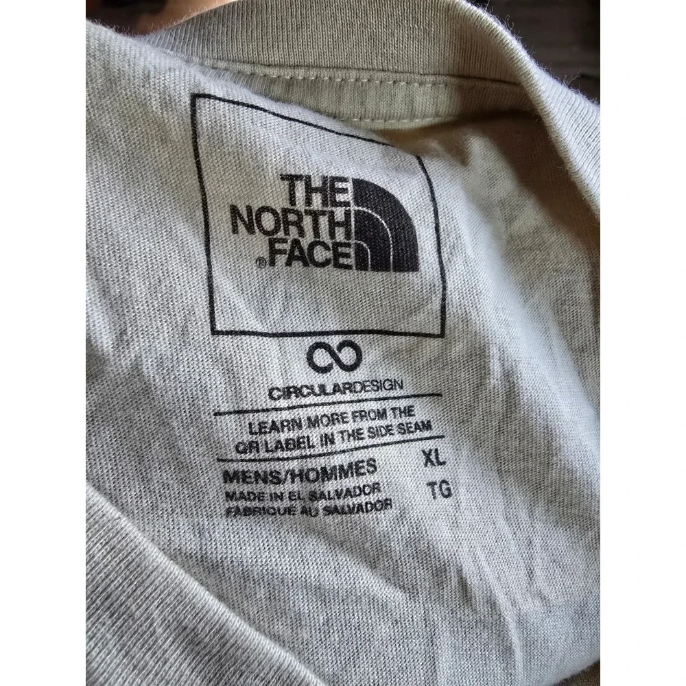 The North Face Mens XL Circular Design Box Logo Graphic T-Shirt Tan Khaki